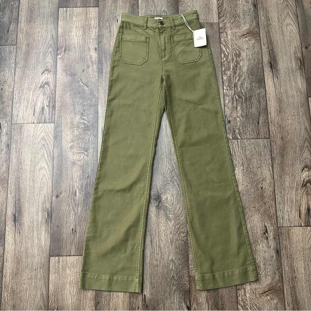 Faherty Stretch Cotton blend Pants Women’s Size 24 Military Olive Green